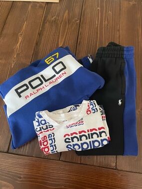 Polo Ralph Lauren Blue Logo Sweatshirt and Black Blue Polo Joggers